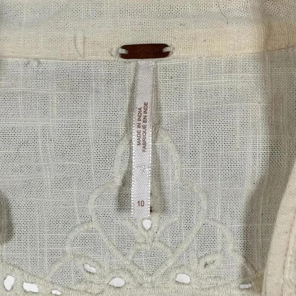 Free People Dreamland Dress Womens 10 Ivory Lace Boho Romantic Cottagecore - Picture 6 of 8